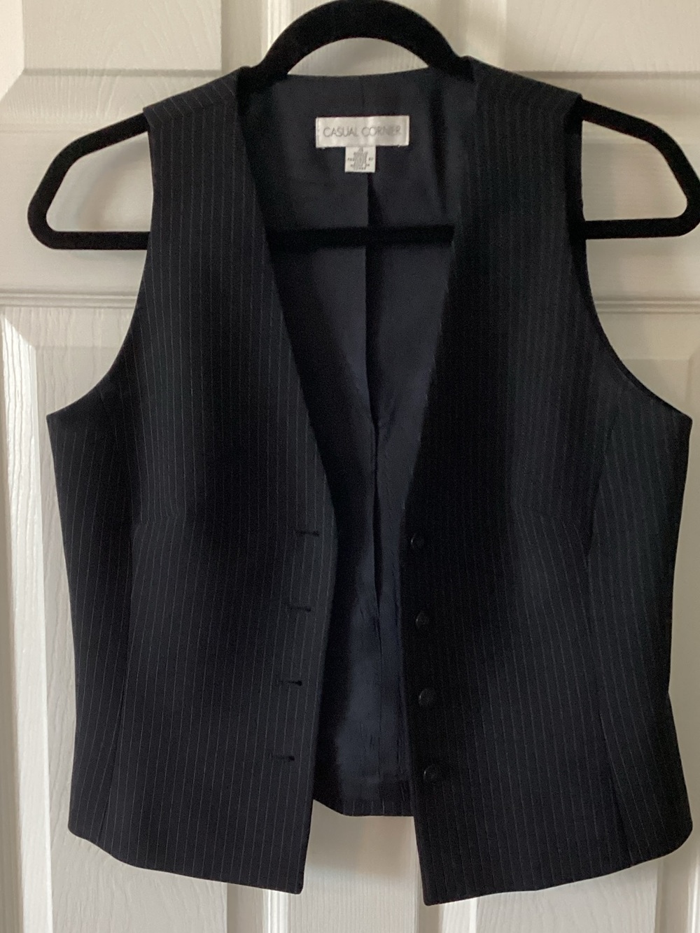 Casual Corner Black Pinstripe Vest